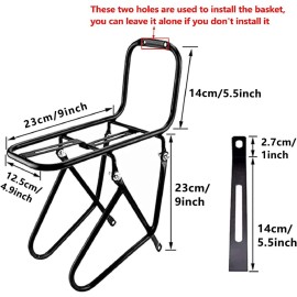 Bicycle Front Carrier Rack, 15KG Capacity Mountain Bike Pannier Rack for Cargo Luggage, Black