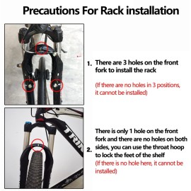Bicycle Front Carrier Rack, 15KG Capacity Mountain Bike Pannier Rack for Cargo Luggage, Black