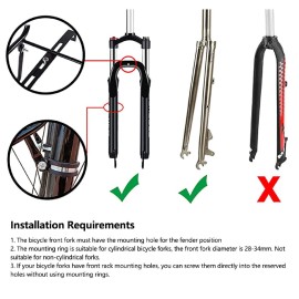 Bicycle Front Carrier Rack, 15KG Capacity Mountain Bike Pannier Rack for Cargo Luggage, Black