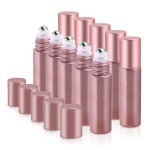 BOSMIOW 10 Pack Essential Oil Roller Bottles 10ml Refillable Pink Glass Roll On Bottle With Stainless Steel Roller Ball Travel Perfume Sample Bottles