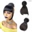 VAVANGA Twisted Bun & Bang Set 2PCS, Synthetic Braided HairBun N Bangs Straight Clip in China Bang High Bun with Bangs Clip on Hair Piece for Black Women(1B, XG3001)