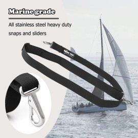 Adjustable Bimini Top Straps,Marine Awning Webbing Straps with Stainless Stee Heavy Duty Snap Hooks,Bimini Top Hardware,Marine Nylon Top Strap (Two Hooks Strap) 2PCS