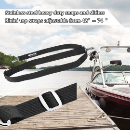 Adjustable Bimini Top Straps,Marine Awning Webbing Straps with Stainless Stee Heavy Duty Snap Hooks,Bimini Top Hardware,Marine Nylon Top Strap (Two Hooks Strap) 2PCS