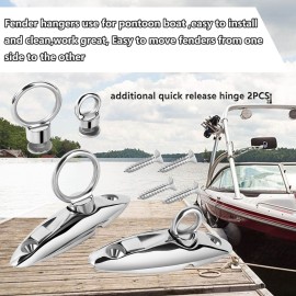 Quick Release Fender Hanger 316 Stainless Steel Fender Hangers,Marine Fender Hanger use for Pontoon Boat,Boat Top Hinges,Swivel Side Mount Hinge,Quick Release Hinge Pack of 2