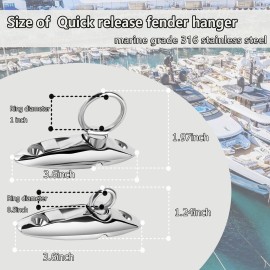 Quick Release Fender Hanger 316 Stainless Steel Fender Hangers,Marine Fender Hanger use for Pontoon Boat,Boat Top Hinges,Swivel Side Mount Hinge,Quick Release Hinge Pack of 2