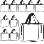 Reginary 10 Pack Large Clear Toiletry Cosmetic Makeup Bag with Zipper and Handle Travel Tote Pouch PVC Plastic Toy Storage Organizer