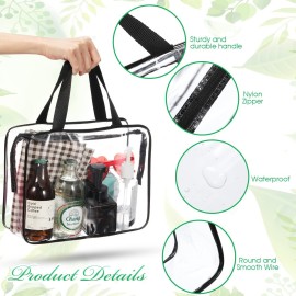 Reginary 10 Pack Large Clear Toiletry Cosmetic Makeup Bag with Zipper and Handle Travel Tote Pouch PVC Plastic Toy Storage Organizer