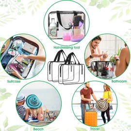 Reginary 10 Pack Large Clear Toiletry Cosmetic Makeup Bag with Zipper and Handle Travel Tote Pouch PVC Plastic Toy Storage Organizer