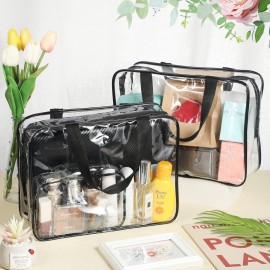 Reginary 10 Pack Large Clear Toiletry Cosmetic Makeup Bag with Zipper and Handle Travel Tote Pouch PVC Plastic Toy Storage Organizer