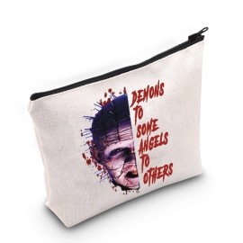 LEVLO Pinhead Cosmetic Make Up Bag Clive Barker Fans Gift Denons To Some Angel To Others Makeup Zipper Pouch Bag For Friend Family (Denons To Some)