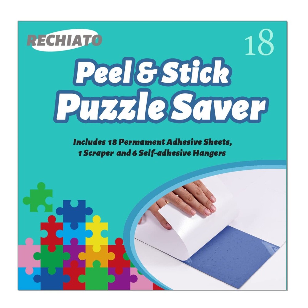Preserve 3 X 1000 Puzzle Glue Sheets - 18 Peel and Stick Puzzle Saver Sheets, No Stress & No Mess