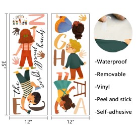 Mfault Small Hands Change The World Equality Wall Decals Stickers, Inspirational Quote Diversity Handprint Nursery Classroom Decorations Kids Bedroom Art, Toddlers Room Preschool Daycare Library Decor