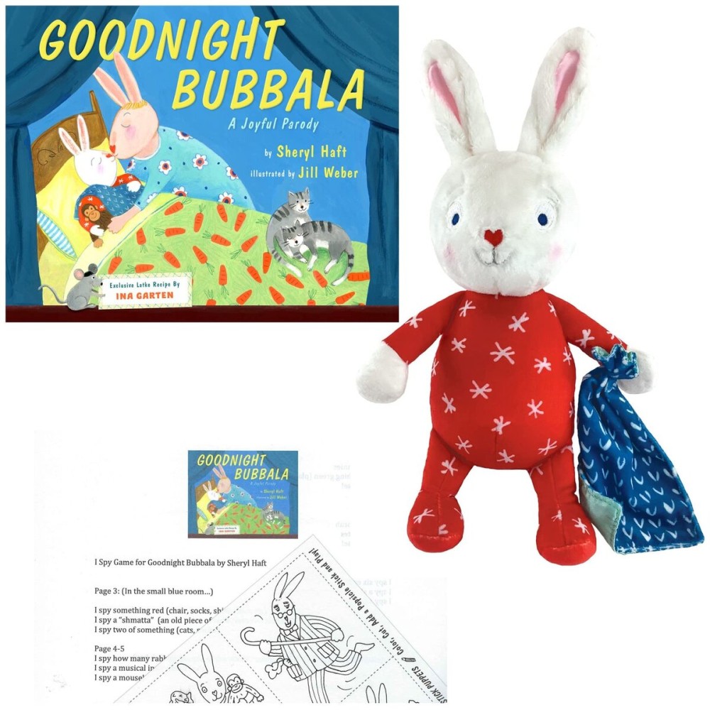 Goodnight Bubbala Gift Set, Book by Sheryl Haft, MerryMakers Plush Book Character Rabbit Doll Toy and Fun Pages (Popular Jewish Bedtime Story with Yiddish Words of Love, Comfort, and Traditions)