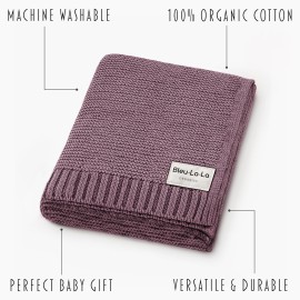 Heritage Knit Organic Cotton Receiving Swaddle Blanket for Girls - 100% Luxury Organic Cotton Knit Warm Cozy Crib Quilt Swaddle Blanket for Newborns Infants Babies & Toddlers (0-2Yrs - Sugar Plum)