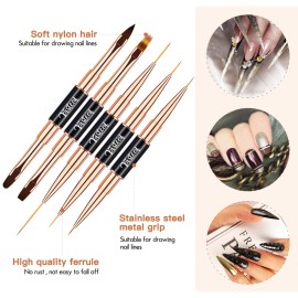 Yasterd Nail Art Brush Set Professional- 5pcs Double-Ended Nail Art Brushes for Long Lines, Thin Liner brush for Nails Detail, Nail Design Brush Ombre Brush 3D Brush Kits for Gel Polish Acrylic Nail Drawing Yasterd Nail Art Brush Set Professional- 5pcs Double-Ended Nail Art Brushes for Long Lines, Thin Liner brush for Nails Detail, Nail Design Brush Ombre Brush 3D Brush Kits for Gel Polish Acrylic Nail Drawing