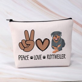 BDPWSS Rottweiler Makeup Bag Rottweiler Gift Rottweiler Mom Gift Peace Love Rottweiler Zipper Pouch For Rottweiler Lover Gift (Peace Love Rottweiler)
