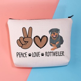 BDPWSS Rottweiler Makeup Bag Rottweiler Gift Rottweiler Mom Gift Peace Love Rottweiler Zipper Pouch For Rottweiler Lover Gift (Peace Love Rottweiler)