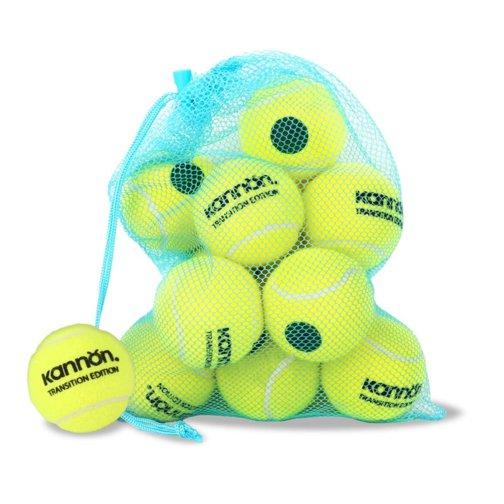 YUESHENG Tennis Balls Green Dot Tennis Balls -25% Low Compression Stage Tennis Ball for Beginners Kids Training Practising Playing Balls 12-Pack with Carry Bag (12-Balls-GRN)