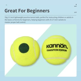 YUESHENG Tennis Balls Green Dot Tennis Balls -25% Low Compression Stage Tennis Ball for Beginners Kids Training Practising Playing Balls 12-Pack with Carry Bag (12-Balls-GRN)