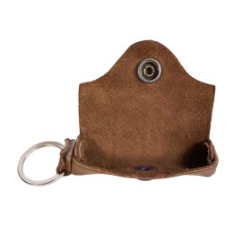 Heather\'s, Lip Balm Keychain Holder Handmade from Full Grain Leather - Travel & Carry On Lips Protection Pocket Snap Case, Commuter & Nomad Gift - Bourbon Brown