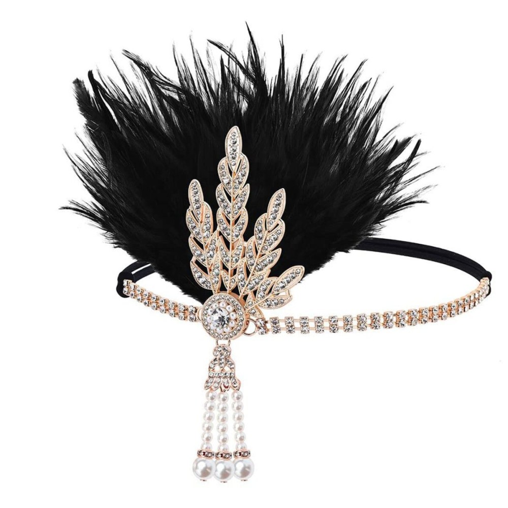 Gortin 1920\'s Flapper Feather Headband Art Deco Great Gatsby Headpiece Inspired Leaf Medallion Pearl Headband Bride Wedding Headdress Rhinestones Flapper Feather Hair Accessory for Women and Girls Gortin 1920\'s Flapper Feather Headband Art Deco Great Gatsby Headpiece Inspired Leaf Medallion Pearl Headband Bride Wedding Headdress Rhinestones Flapper Feather Hair Accessory for Women and Girls