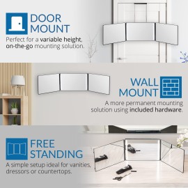 Bluelilly Co. 3 Way Mirror, Three Way Mirror for Braiding Hair & Hair Styling, LED Mirror, 360 View Bluelilly Co. 3 Way Mirror, Three Way Mirror for Braiding Hair & Hair Styling, LED Mirror, 360 View