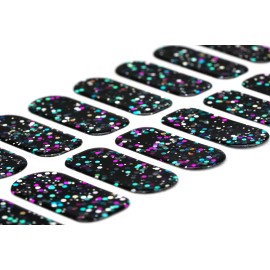 22 Premium Semi-Cured Gel Nail Polish Strips w/Application Accessories (Black & Sparkle)
