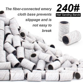 Rolybag Sanding Bands with Storage Box - 100 Superfine Grinding Wheel Sand Bands and 2 Mandrels for 3/32 Nail Drill Machine - 240 Grit