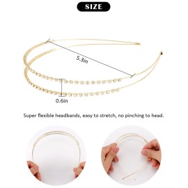 Wecoe 4 Pack Rhinestone Headbands Women Gold Metal Headbands Flower Girl Bridal Wedding Crystal Headpieces Flower Leaf Butterfly Headband Tiara Formal Hair Accessories For Women Girls Halloween Gifts