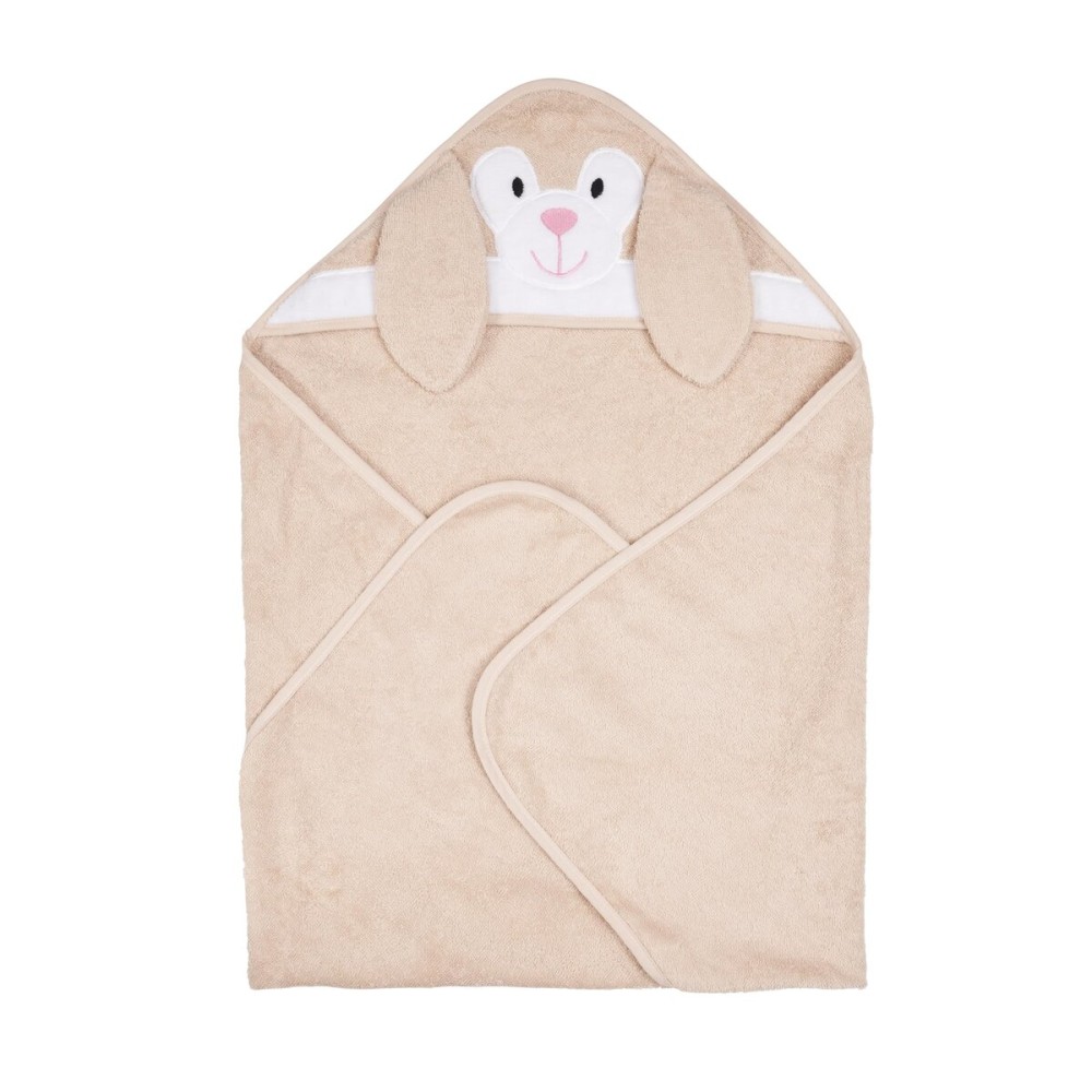 Riff Raff Friendly Bunny Hooded Towel - Premium Cotton Baby Towel with Mitt Set - Ultra Soft Machine Washable Cartoon Hooded Baby Towels - Baby Towels with Hood for Newborn Baby, Infants, Toddlers