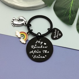 New Mom Gift Keychain Rainbow Baby Keychain Rainbow Mom Keychain New Mommy Gift New Baby Gift for Mom Mother To Be Jewelry Baby Congratulations Announcement Gift