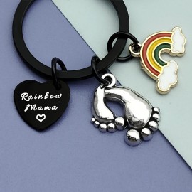 New Mom Gift Keychain Rainbow Baby Keychain Rainbow Mom Keychain New Mommy Gift New Baby Gift for Mom Mother To Be Jewelry Baby Congratulations Announcement Gift