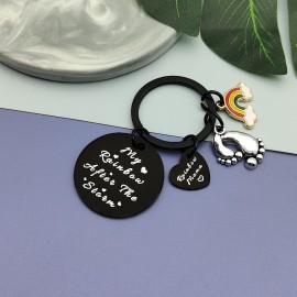 New Mom Gift Keychain Rainbow Baby Keychain Rainbow Mom Keychain New Mommy Gift New Baby Gift for Mom Mother To Be Jewelry Baby Congratulations Announcement Gift