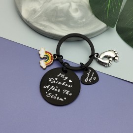 New Mom Gift Keychain Rainbow Baby Keychain Rainbow Mom Keychain New Mommy Gift New Baby Gift for Mom Mother To Be Jewelry Baby Congratulations Announcement Gift