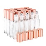 BOSMIOW 10ml(1/3oz) Glass Roller Bottles 20 Packs Glass Essential Oil Roll On Bottles for Perfume Aromatherapy with Stainless Steel Roller Balls