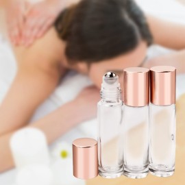 BOSMIOW 10ml(1/3oz) Glass Roller Bottles 20 Packs Glass Essential Oil Roll On Bottles for Perfume Aromatherapy with Stainless Steel Roller Balls