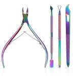 Cuticle Trimmer with Cuticle Pusher, SoHai Cuticle Remover Cutter Nipper and Triangle Cuticle Nail Pusher Peeler Scraper, Durable Dead Skin Clipper Manicure Pedicure Tools (Colorful)