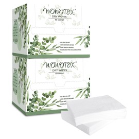 WOWOTEX Disposable Face Towel Biodegradable Large Dry Face Wipes 120 Count/2 Box Extra Thick Soft Clean Facial Towels for Sensitive Skin, Makeup Removing, Facial Cleansing, Nursing, Travel, 1012