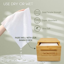 WOWOTEX Disposable Face Towel Biodegradable Large Dry Face Wipes 120 Count/2 Box Extra Thick Soft Clean Facial Towels for Sensitive Skin, Makeup Removing, Facial Cleansing, Nursing, Travel, 1012