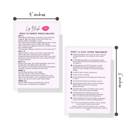 Lip Blush What to Expect When Healing Cards | Package of 30 | Double Sided Size 4x6 inches Postcard | PMU Lavender with Lips Design