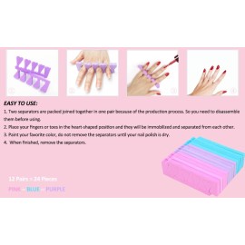 Toe Separators Set - 24 Pieces Soft & Durable Pedicure Tools Kit For Feet, Toe Separators For Women& Girls