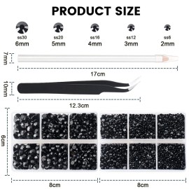 AUREHEN 10000PCs 2-6MM Black Resin Flat Back Rhinestones, Round Non Hotfix Resin Rhinestones Nail Gems Stones with Tweezer & Picker Pen for Tumblers Nail Art & DIY Decoration AUREHEN 10000PCs 2-6MM Black Resin Flat Back Rhinestones, Round Non Hotfix Resin Rhinestones Nail Gems Stones with Tweezer & Picker Pen for Tumblers Nail Art & DIY Decoration