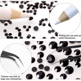 AUREHEN 10000PCs 2-6MM Black Resin Flat Back Rhinestones, Round Non Hotfix Resin Rhinestones Nail Gems Stones with Tweezer & Picker Pen for Tumblers Nail Art & DIY Decoration AUREHEN 10000PCs 2-6MM Black Resin Flat Back Rhinestones, Round Non Hotfix Resin Rhinestones Nail Gems Stones with Tweezer & Picker Pen for Tumblers Nail Art & DIY Decoration