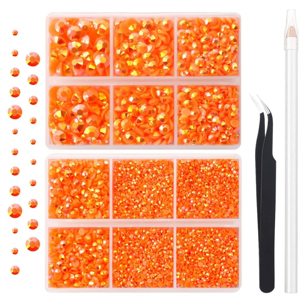 AUREHEN 10000PCs 2-6MM Jelly Orange-red AB Resin Flat Back Rhinestones, Round Non Hotfix Resin Rhinestones Nail Gems Stones with Tweezer & Picker Pen for Tumblers Nail Art & DIY Decoration AUREHEN 10000PCs 2-6MM Jelly Orange-red AB Resin Flat Back Rhinestones, Round Non Hotfix Resin Rhinestones Nail Gems Stones with Tweezer & Picker Pen for Tumblers Nail Art & DIY Decoration