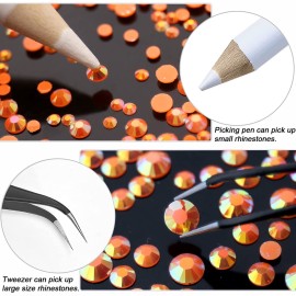 AUREHEN 10000PCs 2-6MM Jelly Orange-red AB Resin Flat Back Rhinestones, Round Non Hotfix Resin Rhinestones Nail Gems Stones with Tweezer & Picker Pen for Tumblers Nail Art & DIY Decoration AUREHEN 10000PCs 2-6MM Jelly Orange-red AB Resin Flat Back Rhinestones, Round Non Hotfix Resin Rhinestones Nail Gems Stones with Tweezer & Picker Pen for Tumblers Nail Art & DIY Decoration
