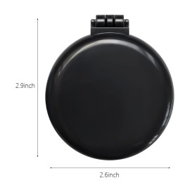 Folding Hair Brush with Mirror,Round Mini Compact Massage Comb for Purse/Pocket,Travel Size for Girls and Women - Black