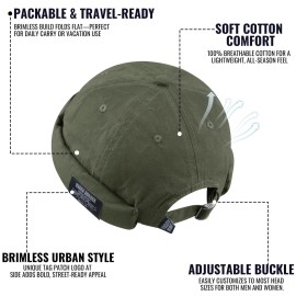 Clakllie Breathable Docker Cap Summer Brimless Skullcap Urban Street Sailor Cap Daily Fisherman Worker Hats Landlord Hats,GD30-Green