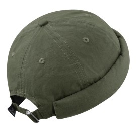 Clakllie Breathable Docker Cap Summer Brimless Skullcap Urban Street Sailor Cap Daily Fisherman Worker Hats Landlord Hats,GD30-Green