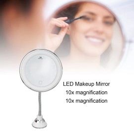 ZJchao Magnifying Mirror with Light, LED Makeup Mirror 10x Magnification Adjustable Brightness Three Light Colors Suction Cup Makeup Mirror Flexible Mirrors for Bathroom Shaving Travel ZJchao Magnifying Mirror with Light, LED Makeup Mirror 10x Magnification Adjustable Brightness Three Light Colors Suction Cup Makeup Mirror Flexible Mirrors for Bathroom Shaving Travel