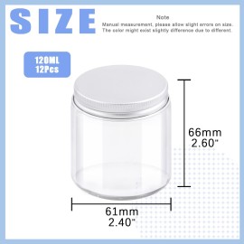 Glarks 12 Pack 4oz Glass Jars with Lids, Round Clear Glass Jars with Inner Liner and Silver Lids for Storing Creams, Beauty Products, Cosmetic and Ointments